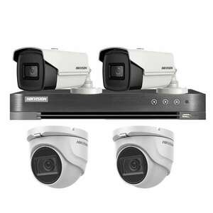 Hikvision vegyes felügyeleti rendszer, 2 beltéri kamera 8MP 4 in 1, IR 30m, 2 kültéri kamera 4 az 1-ben 8MP IR80m, 4 csatornás DVR 4K 8MP kép