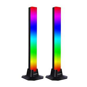 2 db RGB LED lámpa készlet, Emeszon®, RGB hangerőmérővel, Környezeti világítással, Zene szinkronizálási módokkal, Fényjáték, Játékokhoz, Szobadekoráció, Játék, TV, Laptop, Autó, Távirányító, kép