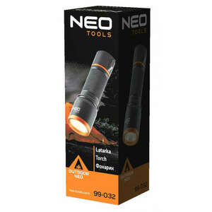 Neo Tools 99-032 zseblámpa, elemes 3xaa, 200lum, cob led, 3w, Fekete/Narancs kép