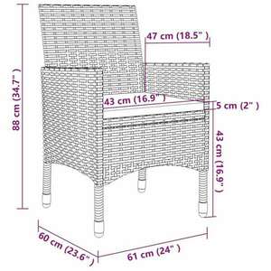 vidaXL 3 részes szürke polyrattan kültéri étkezőszett párnákkal kép