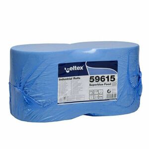 Celtex Superblue Food ipari törlő cellulóz, kék, 3 réteg, 150m, 500 lap, 26, 5x30cm, 2 tekercs/zsugor kép