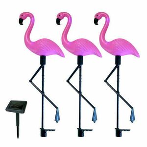 3 db Mercaton® napelemes lámpa készlet, Flamingo modell, fényérzékelő, kék, 18x6x52 cm kép