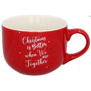 Karácsonyi piros porcelán bögre 420 ml - Christmas is better when we are together kép