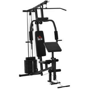 Homcom Fitness állomás, acél-PU, 148x108x207 cm, fekete kép