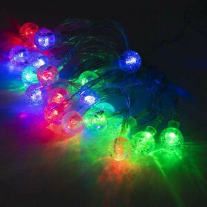 Gömbös karácsonyi 20 LED fényfüzér, elemes - multicolor kép