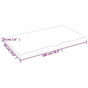 vidaXL sötétszürke kezelt tömör fa fürdőszobai pult 100x60x4 cm kép