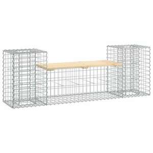 Tömör fenyőfa gabion kerti pad 183x41x60, 5 cm kép