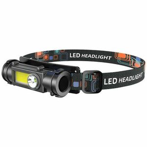 Techsuit - Fejlámpa (HL-B-04) - Zseblámpa 18650 akkumulátorral, XPG, COB, Highlight LED - fekete (KF2312054) kép