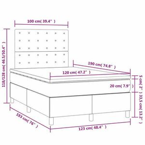 vidaXL sötétszürke szövet rugós és LED-es ágy matraccal 120x190 cm kép