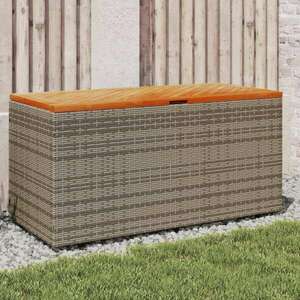 vidaXL szürke polyrattan és akácfa kerti tárolóláda 110 x 50 x 54 cm kép