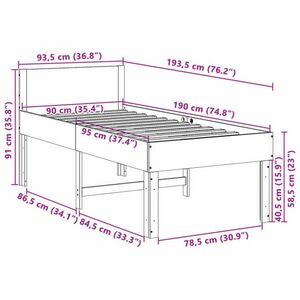 vidaXL tömör fenyőfa ágykeret matrac nélkül 90 x 190 cm kép