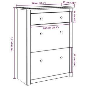 vidaXL Panama tömör fenyőfa cipőtároló szekrény 80 x 35 x 105 cm kép