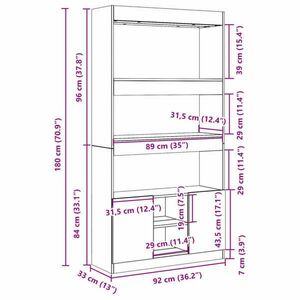 vidaXL fekete szerelt fa magasszekrény 92 x 33 x 180 cm kép