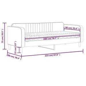 vidaXL sötétszürke bársony heverő matraccal 90 x 200 cm kép