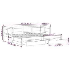 vidaXL tömör fenyőfa kihúzható kanapéágy fiókkal 90 x 200 cm kép