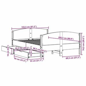 vidaXL fehér tömör fenyőfa ágy matrac nélkül 150 x 200 cm kép