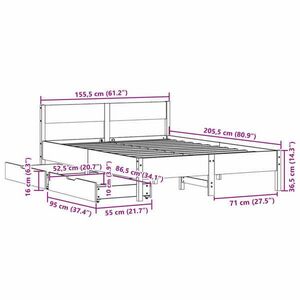 vidaXL tömör fenyőfa ágy matrac nélkül 150x200 cm kép