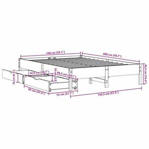 vidaXL tömör fenyőfa ágy matrac nélkül 140 x 200 cm kép