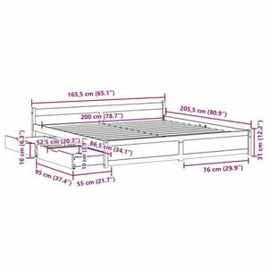 vidaXL fehér tömör fenyőfa ágy matrac nélkül 160 x 200 cm kép