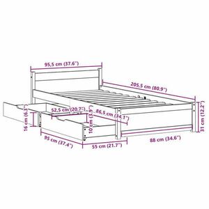 vidaXL fehér tömör fenyőfa ágy matrac nélkül 90 x 200 cm kép