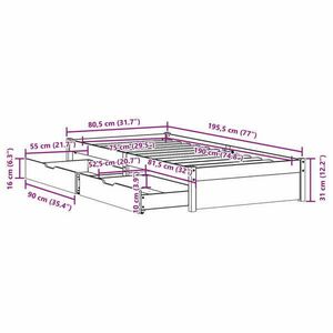 vidaXL fehér tömör fenyőfa ágy matrac nélkül 75 x 190 cm kép