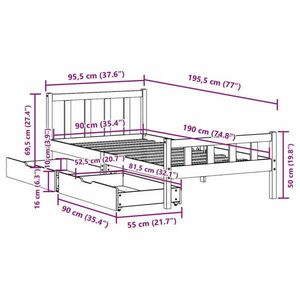 vidaXL viaszbarna tömör fenyőfa ágy matrac nélkül 90 x 190 cm kép