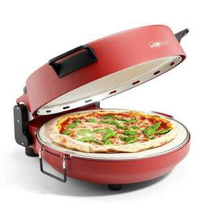 Clatronic elektromos kandallós pizzasütő, PM3787, mindössze 5 perc alatt kész, hordozható, kő átmérő 32 cm, többfunkciós, időzítő 15 perc, maximális hőmérséklet 350°C-ig, betekintő ablak, 120 kép