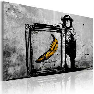 Banksy ihlette - fekete-fehér 120x80 - vászonkép kép