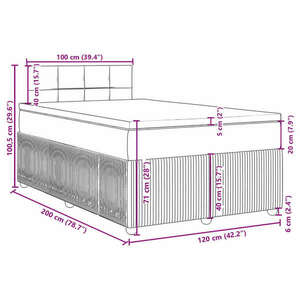 vidaXL kék bársony rugós ágy matraccal 120 x 200 cm kép