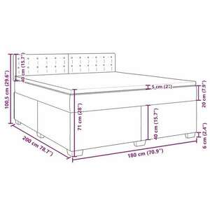 vidaXL fekete bársony rugós ágy matraccal 180x200 cm kép