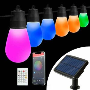 Intelligens napelemes lámpák húrja - RGB LED 30db - 13 m - bluetooth kép