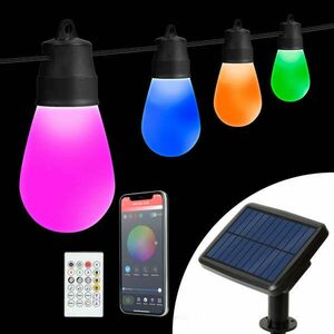 Intelligens napelemes lámpák húrja - RGB LED 15db - 6.5 m - bluetooth kép