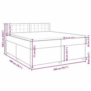 vidaXL sötétbarna szövet rugós ágy matraccal 200 x 200 cm kép