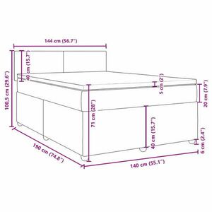 vidaXL fekete szövet rugós ágy matraccal 140 x 190 cm kép