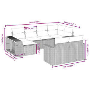 vidaXL 10 részes világosszürke polyrattan kerti ülőgarnitúra párnákkal kép