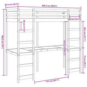 vidaXL fehér tömör fenyő galériaágy-keret matrac nélkül 80 x 200 cm kép