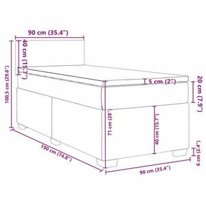 vidaXL fekete bársony rugós ágy matraccal 90x190 cm kép