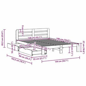 vidaXL fehér tömör fenyőfa ágy matrac nélkül 140x190 cm kép