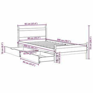 vidaXL fehér tömör fenyőfa ágy matrac nélkül 90 x 200 cm kép