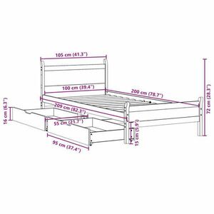 vidaXL fehér tömör fenyőfa ágy matrac nélkül 100 x 200 cm kép