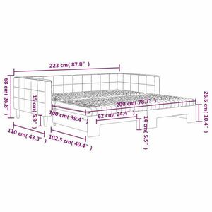 vidaXL sötétszürke kihúzható bársony heverő matraccal 100 x 200 cm kép