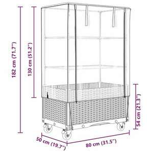 vidaXL rattan megjelenésű magaságyás borítással/kerékkel 80x50x182 cm kép