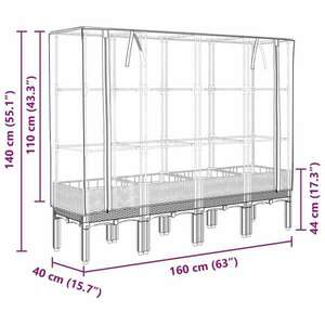 vidaXL rattan megjelenésű magaságyás melegháztakaróval 160x40x140 cm kép