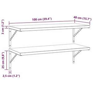 vidaXL 2 db fekete rozsdamentes acél fali polc 100 x 40 cm kép