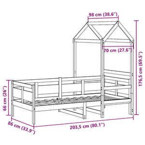 vidaXL fehér tömör fenyőfa kanapéágy tetővel 80 x 200 cm kép