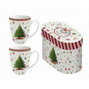 Porcelánbögre 380ml, 2 db-os szett dobozban, Christmas Tree 2 kép