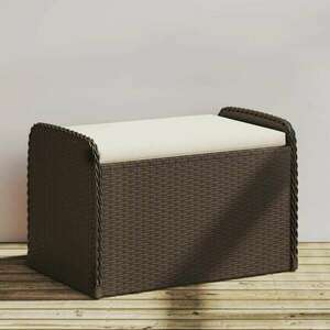 vidaXL barna polyrattan tárolópad párnával 80 x 51 x 52 cm kép