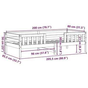 vidaXL viaszbarna tömör fenyőfa ágykeret 80 x 200 cm kép