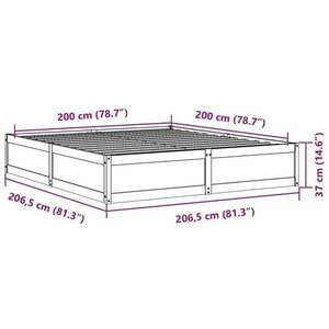 vidaXL tömör fenyőfa ágykeret 200 x 200 cm kép