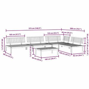 vidaXL 5 részes tömör akácfa kerti raklap ülőgarnitúra kép